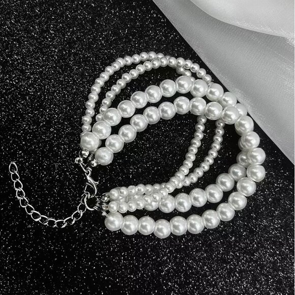 🆕 Women White Pearl Bracelet Layered Cross Fashion Simple Stylish Jewelry Gifts - Picture 7 of 8